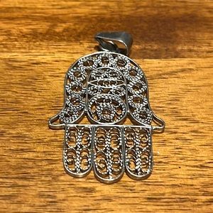 Tibetan Silver Large Hamsa Hand Charm Pendant